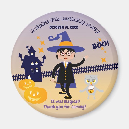 ハロウィン コスチューム 男の子 魔法使い 誕生日 パーティー マグネット (正面)