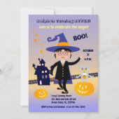 ハロウィン コスチューム 男の子 魔法使い 誕生日 パーティー 招待状 (正面)