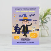 ハロウィン コスチューム 男の子 魔法使い 誕生日 パーティー 招待状 (スタンド正面)