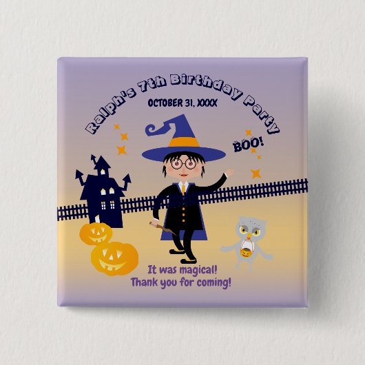 ハロウィン コスチューム 男の子 魔法使い 誕生日 パーティー 缶バッジ (正面)