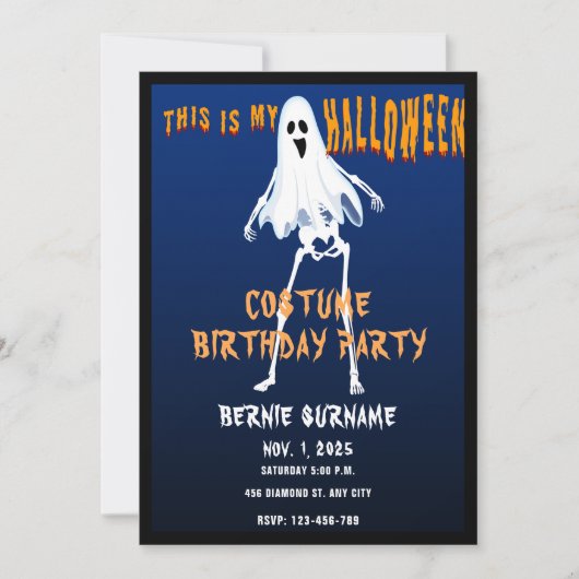 ハロウィン コスチューム 誕生日パーティー   招待状 (正面)