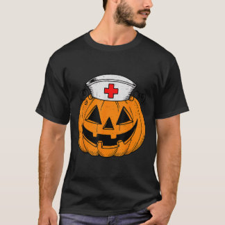 ハロウィン コスプレ かぼちゃ ナース RN CNA ICU 面白い Tシャツ