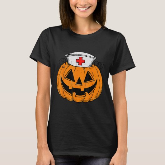 ハロウィン コスプレ かぼちゃ ナース RN CNA ICU Tシャツ (正面)