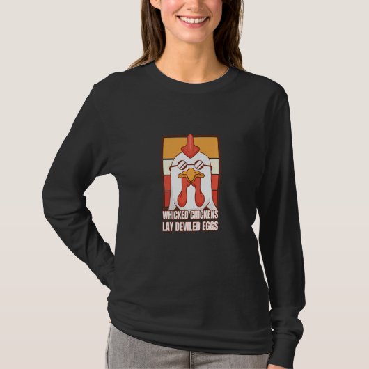 ハロウィン コスプレ 悪魔的なニワトリの悪魔の卵 Tシャツ (正面)