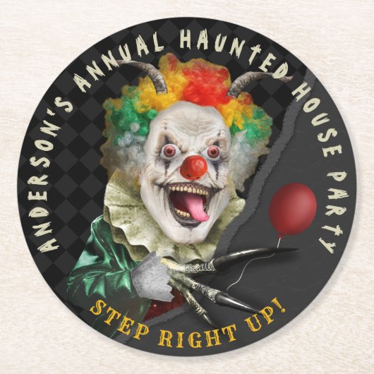 ハロウィン·コレリー·ピエロ·アダルト·ゾーフ·サーカス·パーティー ラウンドペーパーコースター (正面)