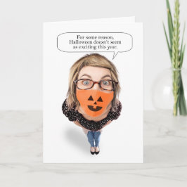 ハロウィン コロナでマスクをした女性 シーズンカード