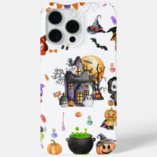 ハロウィン コンセプト イラスト ホワイトケース Case-Mate iPhoneケース (裏面)
