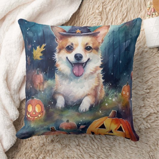 ハロウィン コーギー かぼちゃ おばけ クッション (ブランケット)