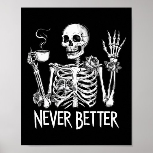 ハロウィン コーヒー スケルトン 飲み物 ポスター (正面)