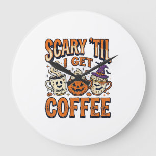 ハロウィン コーヒー 怖いのはコーヒーのせい ヴィンテージTシャツ_ ラージ壁時計