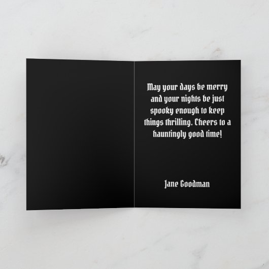 ハロウィン・ゴス・オカルトのための黒猫デザイン, 黒猫のゴシックデザイン カード (内部)