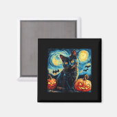 ハロウィン ゴッホ 星月夜 黒猫 かぼちゃ マグネット (正面/裏面)