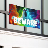 ハロウィン ゴーストに気をつけろ 横断幕 (ビルの外側)