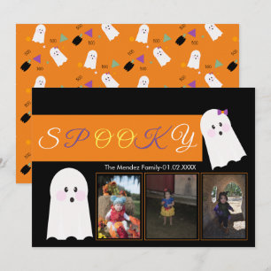 ハロウィン ゴースト柄 コラージュ フォトカード シーズンカード
