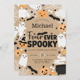 ハロウィン ゴースト かぼちゃ 4歳の誕生日パーティー 招待状