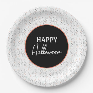 ハロウィン ゴースト キャンディ ハンドレタリング ドゥードル ペーパープレート