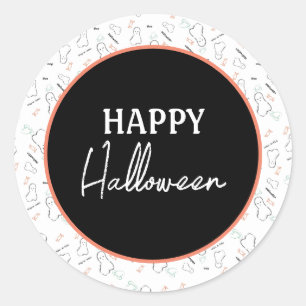 ハロウィン ゴースト キャンディ 手描き イラスト ラウンドシール
