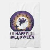 ハロウィン ゴースト コウモリ クモ_1 キッチンタオル (縦)