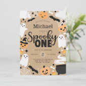 ハロウィン ゴースト スプーキー ワン 1歳の誕生日パーティー 招待状 (スタンド正面)