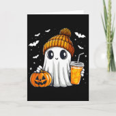 ハロウィン ゴースト パンプキンスパイスラテ 秋 紅葉 カード (正面)