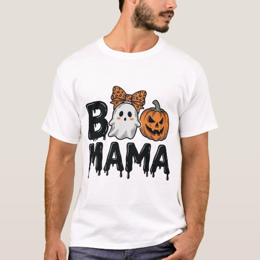 ハロウィン ゴースト パンプキン ママ Tシャツ デザイン お母さん (正面)