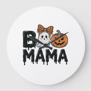 ハロウィン ゴースト パンプキン ママ Tシャツ デザイン お母さん ラージ壁時計