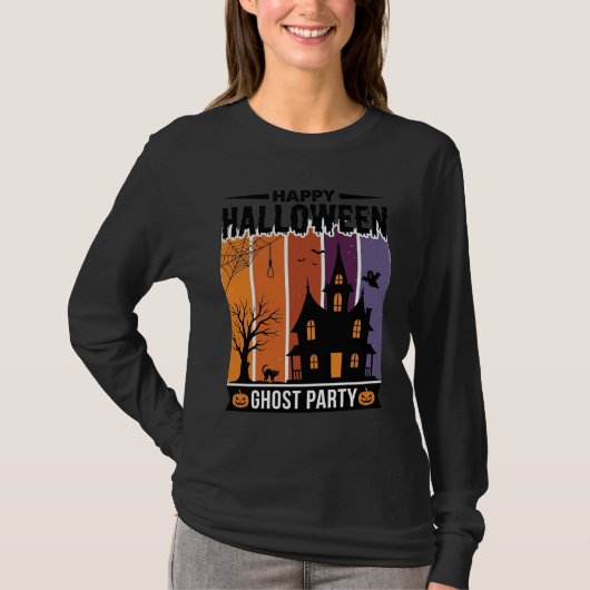 ハロウィン ゴースト パーティー お化け屋敷 Tシャツ デザイン (正面)
