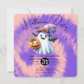 ハロウィン ゴースト パーティー タイ ダイ 手描き  招待状 (正面)
