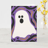 ハロウィン　ゴースト　ブランク　グリーティング カード (黄色い花)