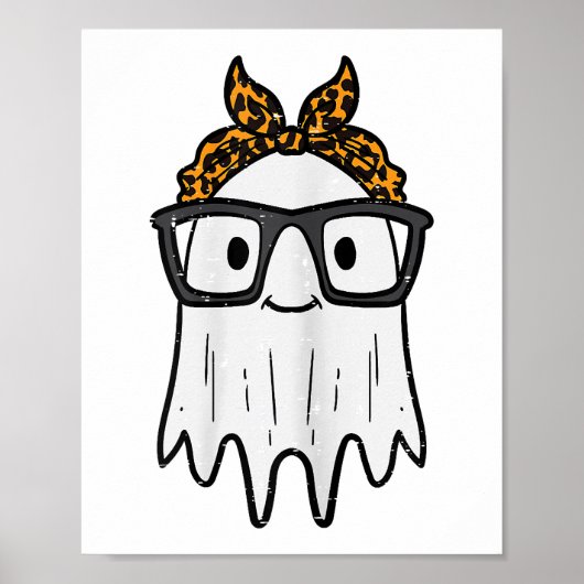 ハロウィン ゴースト メガネ かわいい ポスター (正面)