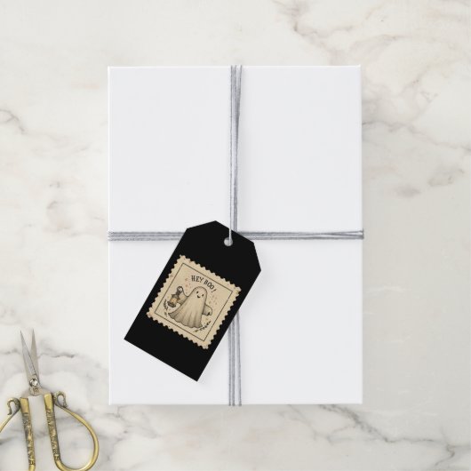 ハロウィン ゴースト ランタン - “こんにちは、ブー” ギフトタグ (より糸付き)