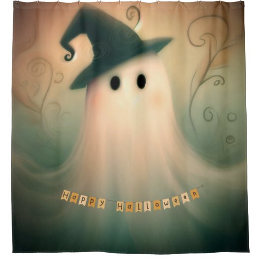 ハロウィン/ゴースト/秋/幻想的な装飾 シャワーカーテン (正面)