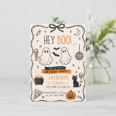 ハロウィン ゴースト 誕生日パーティー Hey Boo 招待状 (スタンド正面)