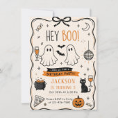 ハロウィン ゴースト 誕生日パーティー Hey Boo 招待状 (正面)