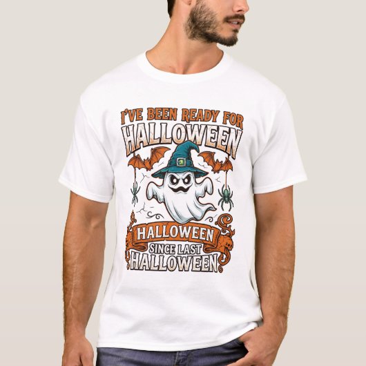 ハロウィン ゴースト 魔女 帽子 コウモリ クモ Tシャツ (正面)