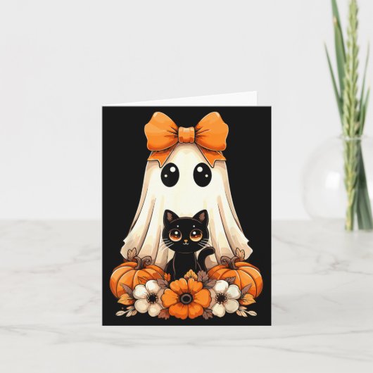 ハロウィン ゴースト 黒猫 グルーヴィー カード (正面)