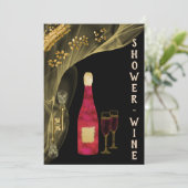 ハロウィン ゴールド スカル グリッター & シャワー ワインパーティー 招待状 (スタンド正面)