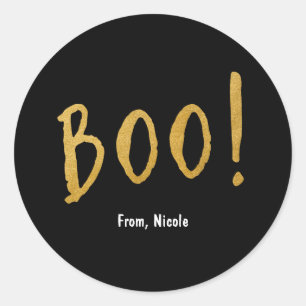 ハロウィン ゴールド BOO ブラック パーティー ファーバー スティッカー ラウンドシール