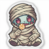 ハロウィン サイコフレンド かわいいミイラ カートゥーン シール (正面)
