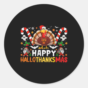 ハロウィン+サンクスギビング+クリスマス ハッピー ハロサン ラウンドシール