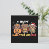 ハロウィン・サンクスギブスマスのクマのクリスマスベアの招待状 招待状 (スタンド正面)