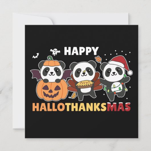 ハロウィン・サンクスギブスマス・パンダのクリスマスパンダインビタ 招待状 (正面)