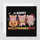 ハロウィン・サンクスギブス・マス豚のクリスマス招待状 招待状 (正面/裏面)