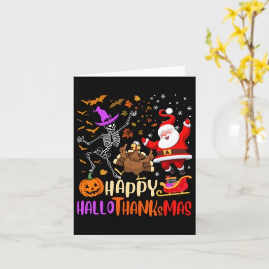 ハロウィン・サンクスギブス・マス スケルトン かぼちゃ 七面鳥 サンタ カード (黄色い花)