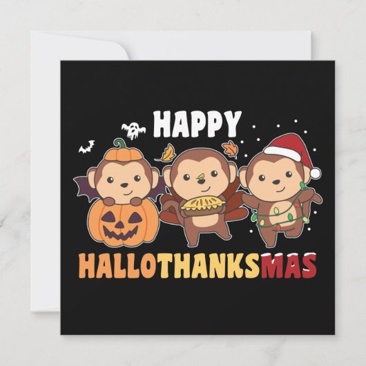 ハロウィン・サンクスギブス・モンキークリスマス 招待状 (正面)