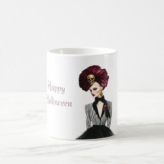 ハロウィン サーカス ハット ドクロ 女性 コーヒーマグカップ (中央)