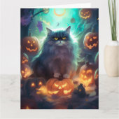 ハロウィン シベリアンキャット かぼちゃ スケアリー カード (正面)