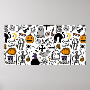 ハロウィン シームレス パターン。ヴィンテージの背景 ポスター