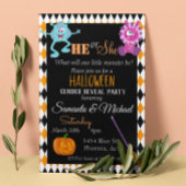 ハロウィン　ジェンダー　ベイビー　リベール　パーティー　モンスター　オレンジ 招待状