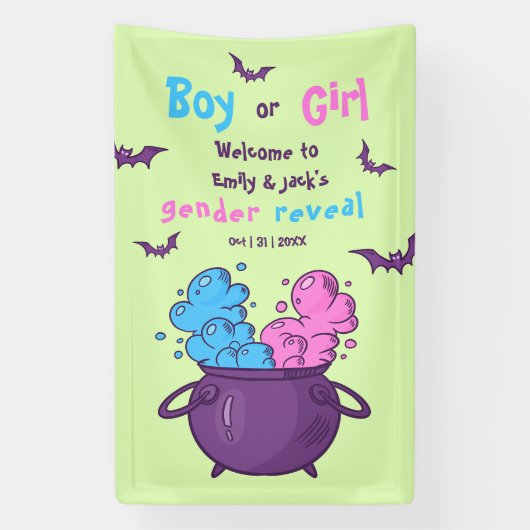 ハロウィン・ジェンダー・リビール A Baby is Brewing 横断幕 (縦)